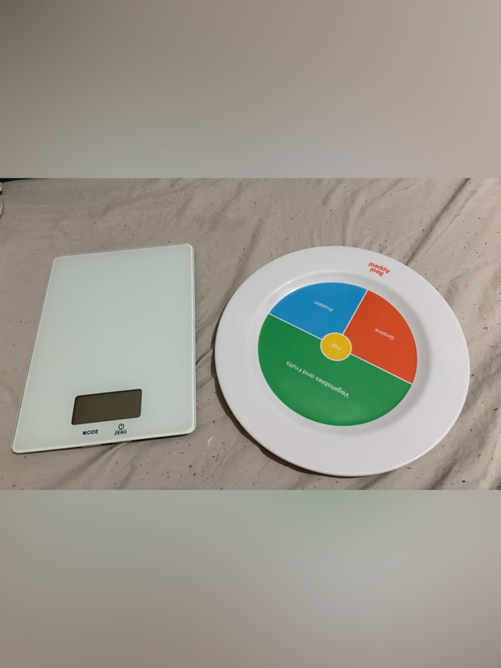 Portion Control Plate - White with Green/Blue/Red Sections